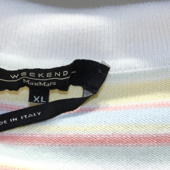 MaxMara Weekend Made in Italy Striped Pastel Knit Short Sleeve Crop Top XL - Picture 6 of 6